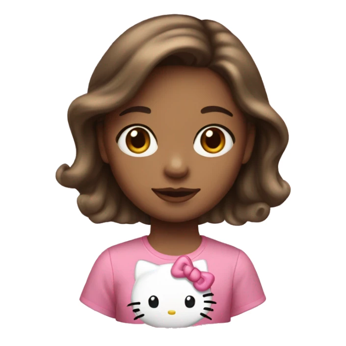 girl with brown hair and hello kitty shirt sticker