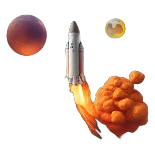 Space rocket coming out of a volcano sticker