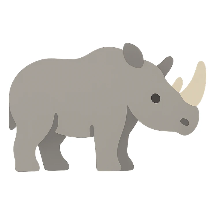rhino, flat color icon, clean and modern sticker