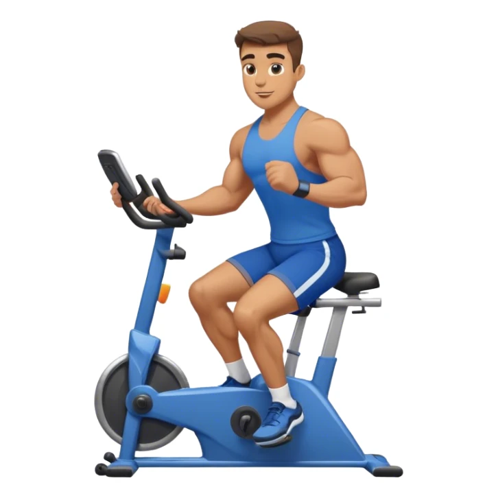buff guy blue shorts stationary bike sticker