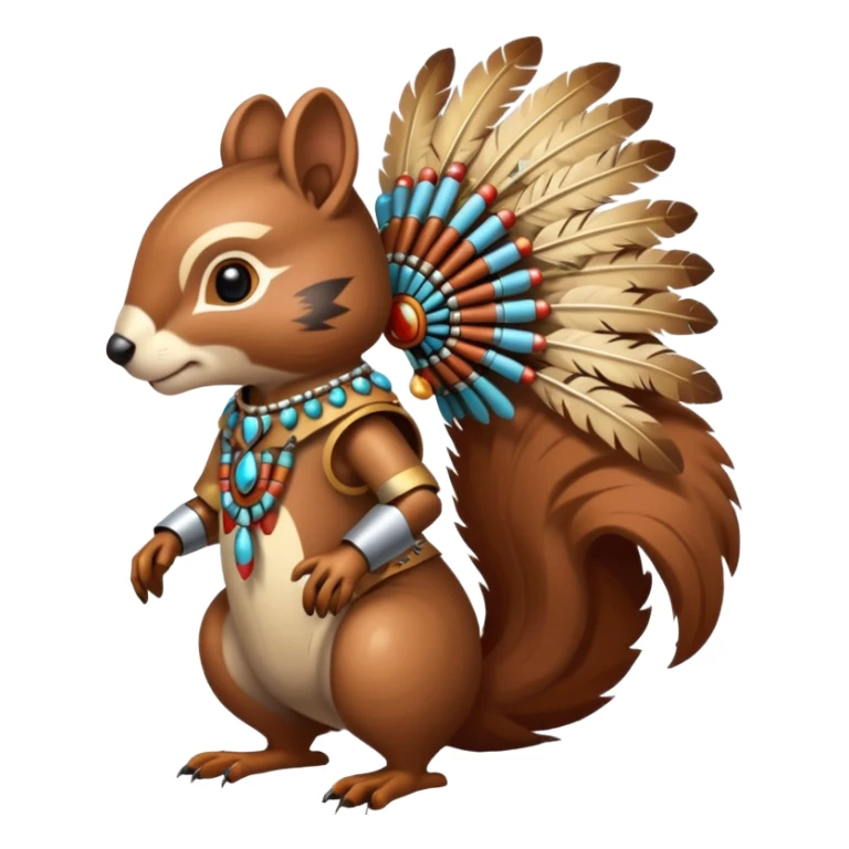 Full Robotic squirrel wearing native American regalia with feathers and beads sticker