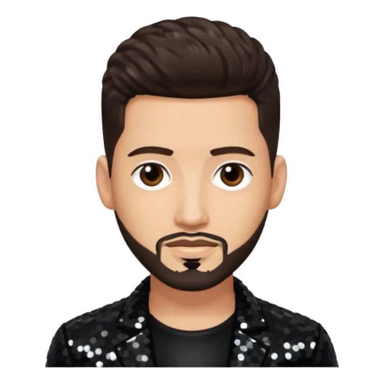 Jon B, White R&B Singer with light skin, dark brown hair, black sequin outfit sticker