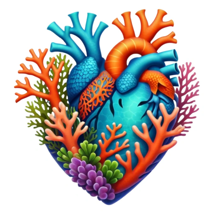 coral reef-themed heart sticker