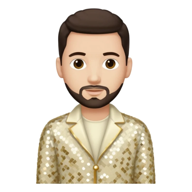 Jon B, White R&B Singer with light skin, dark brown hair, cream sequin outfit sticker