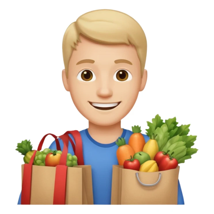 a white man with shopping bag sticker