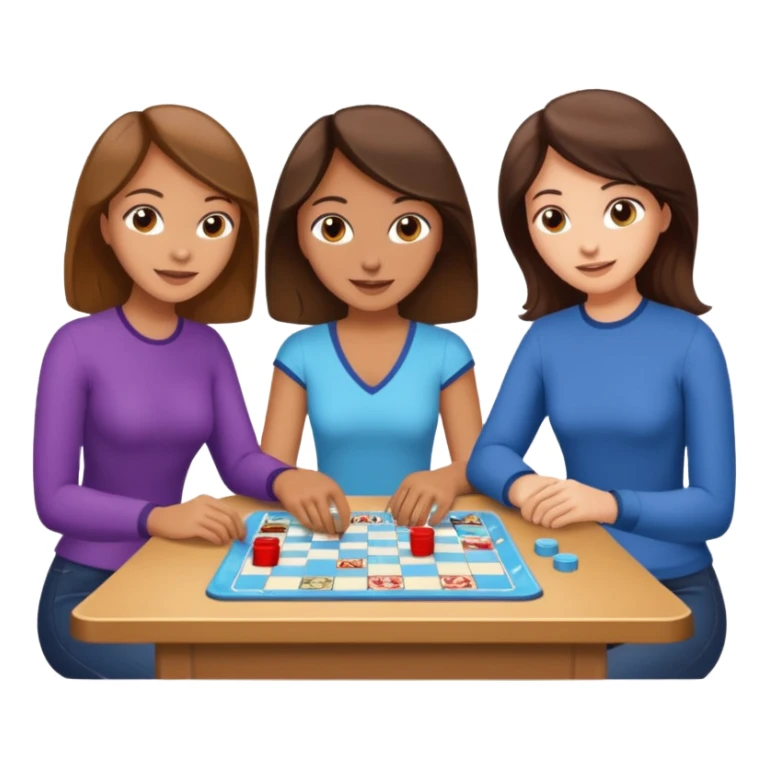 3 male and female brunette friends playing board game sticker