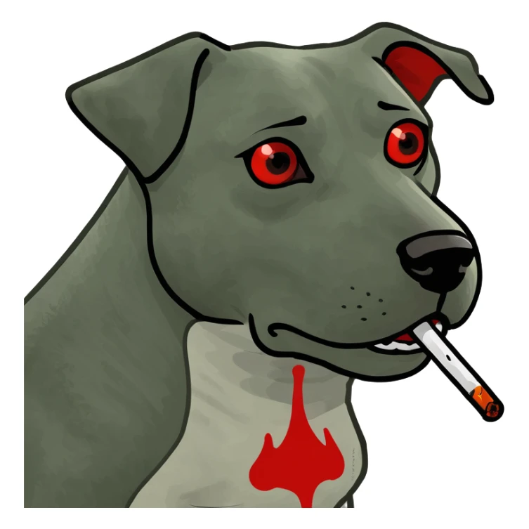 Dog smoking and getting high with red bloodshot eyes  sticker