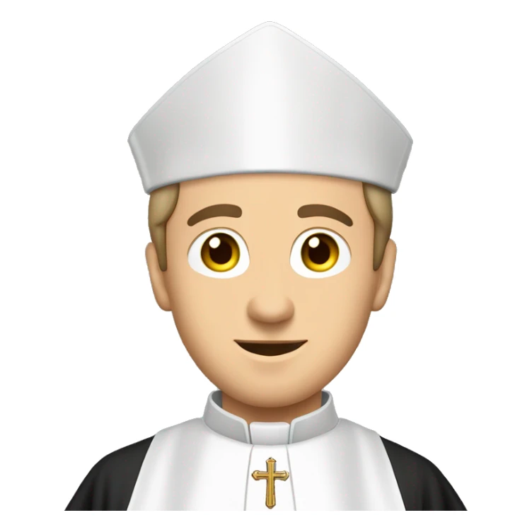 caucasian Catholic priest wearing a cassock and Biretta. For the background use #e4dbcc sticker