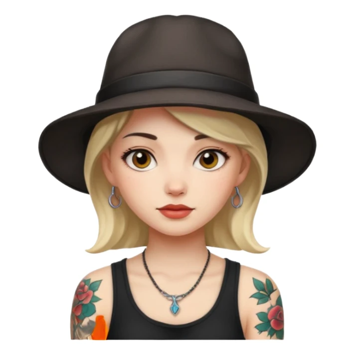 tattoo girl with hat sticker
