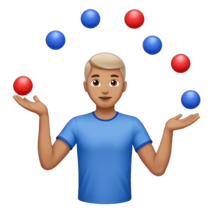 circus juggler putin juggling balls blue and white and red sticker