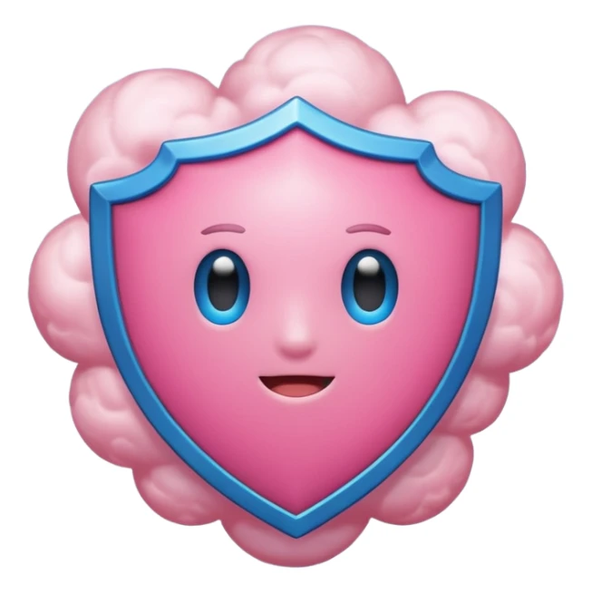 nube de estrés rosita y un escudo que representa el sistema inmune. sticker