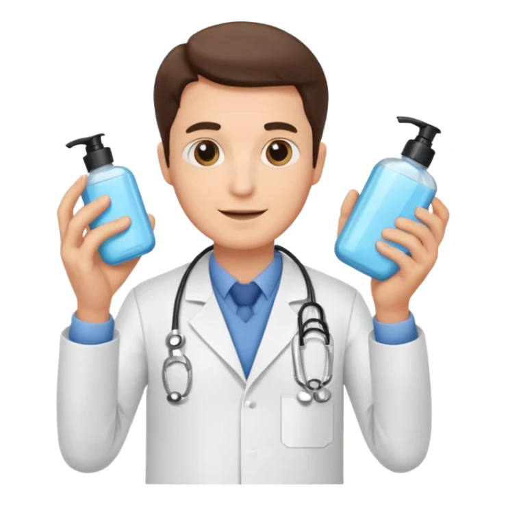 doctor man holding skincare products sticker
