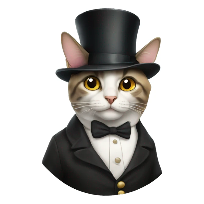 Cat wearing a monocle and top hat sticker