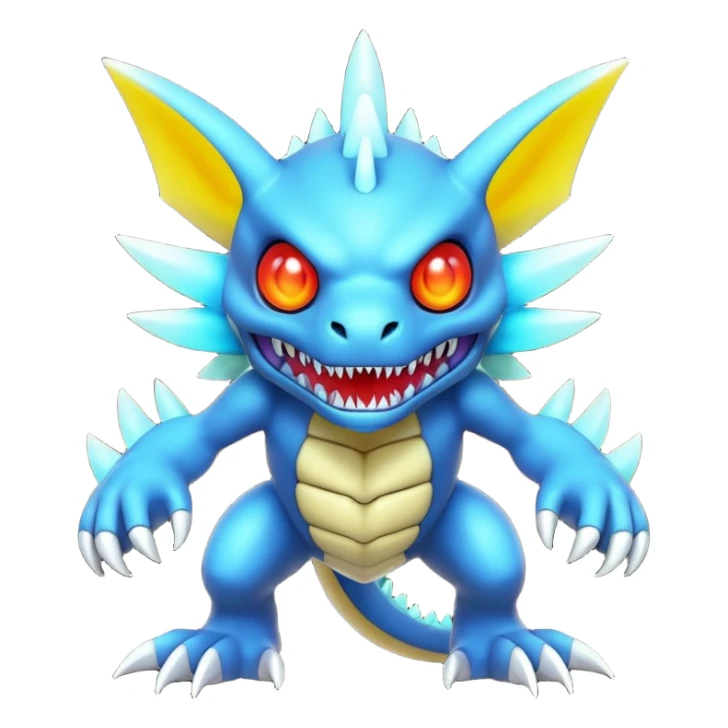 A 3D CGI model of a randomly-colored cool badass Fakémon-Pokémon-Digimon-Spectrobe-creature (full body) sticker