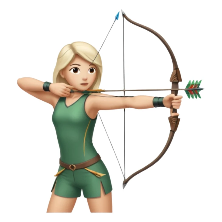 persona con un arco apuntando a una diana y con ropa de deporte sticker