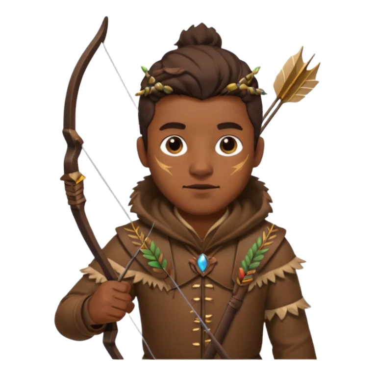 The classic hunter image with a bow and arrow on his back, dressed in brown with some animal made decorations sticker