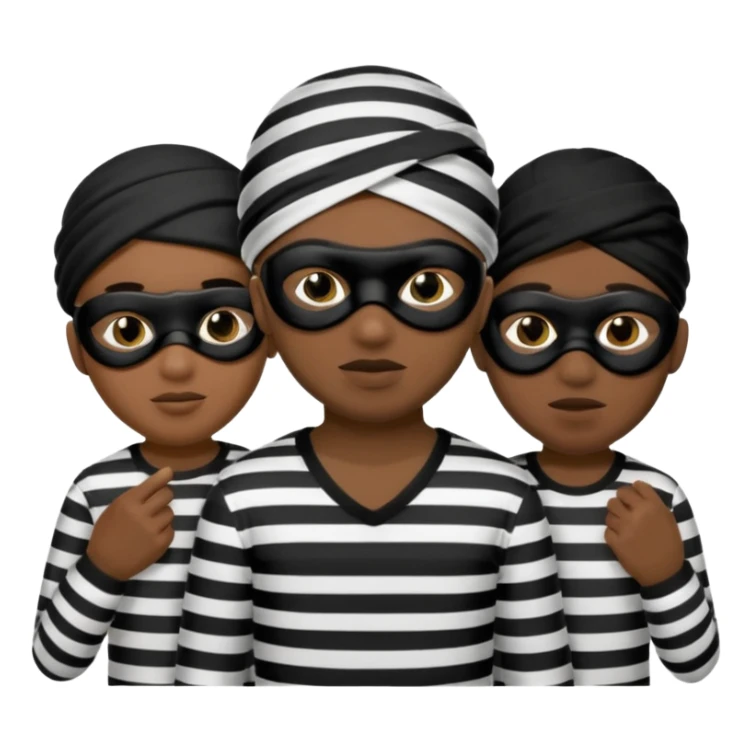3 theif robbers emoji,Stripped shirt,eye mask, black head. sticker