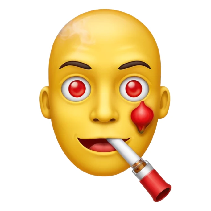 Yellow face red eyes bong in mouth sticker