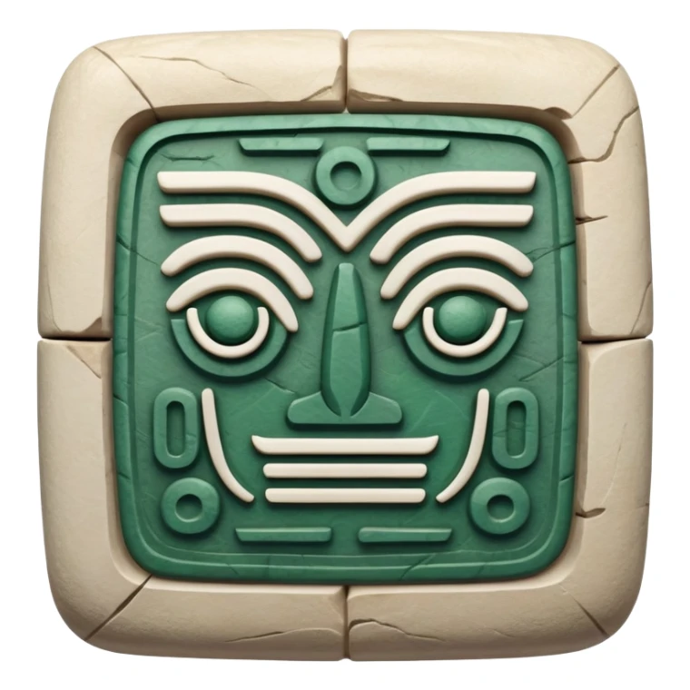 Mayan hieroglyphic symbol for communication or mail in white and dark green colors sticker