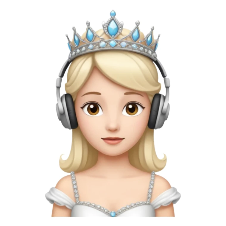 princess with headphones tiara and white dress sticker