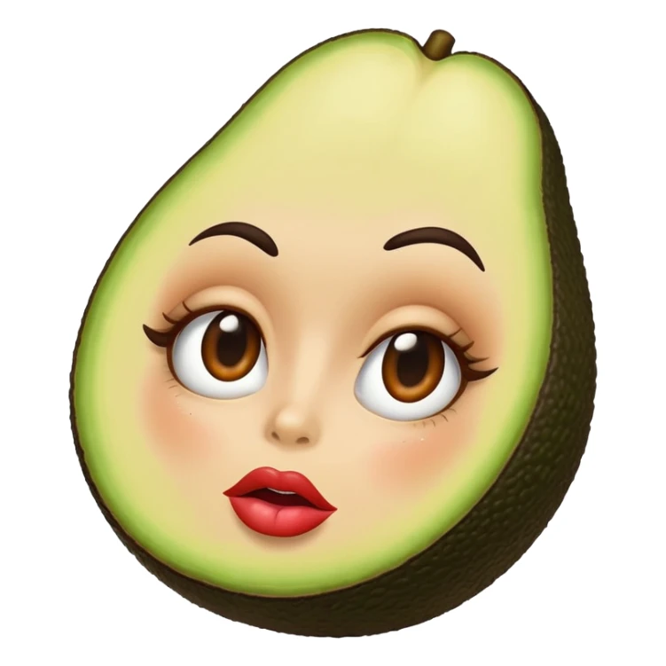Aguacate con labios grandes y maquillada sticker