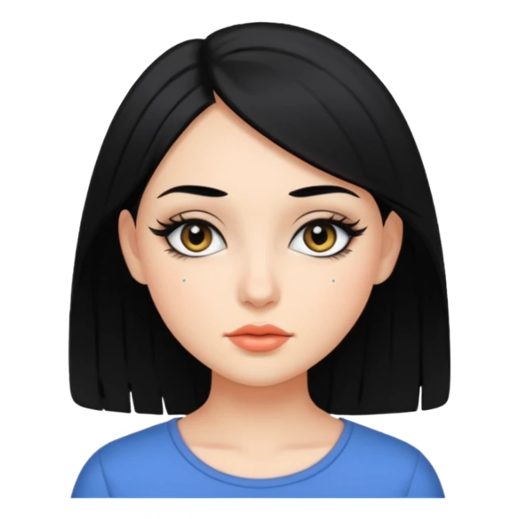 Eyeliner girl black hair sticker