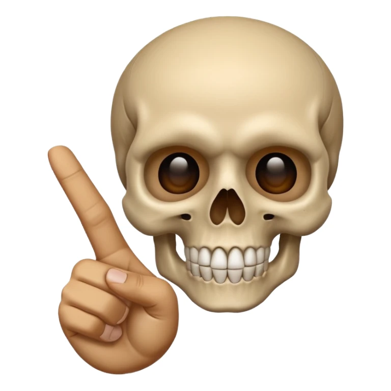 Skull emoji pointing with hand to the right at something sticker