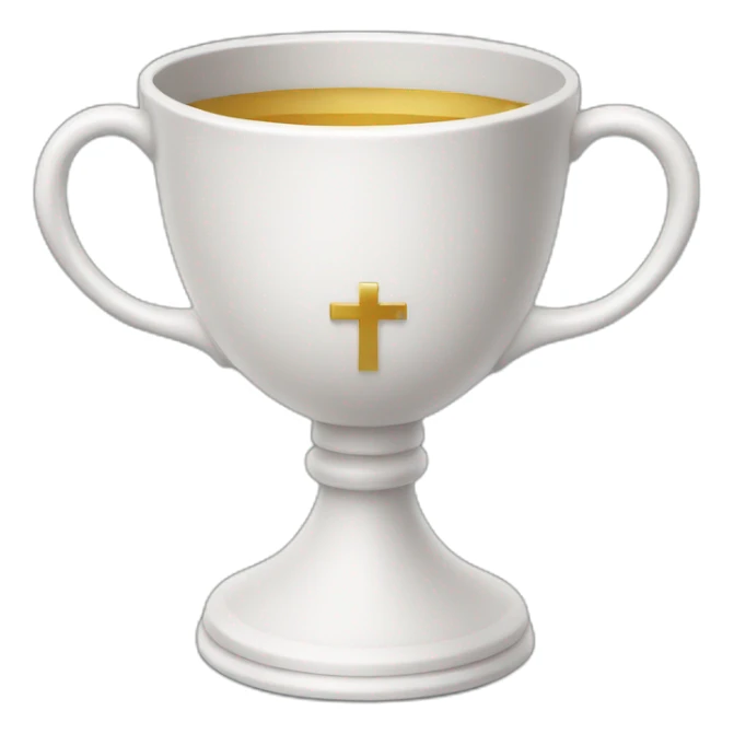 royal empty Christian cup for the winner with a cross sticker