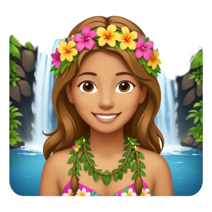 Hawaiian with flowers waterfall sticker