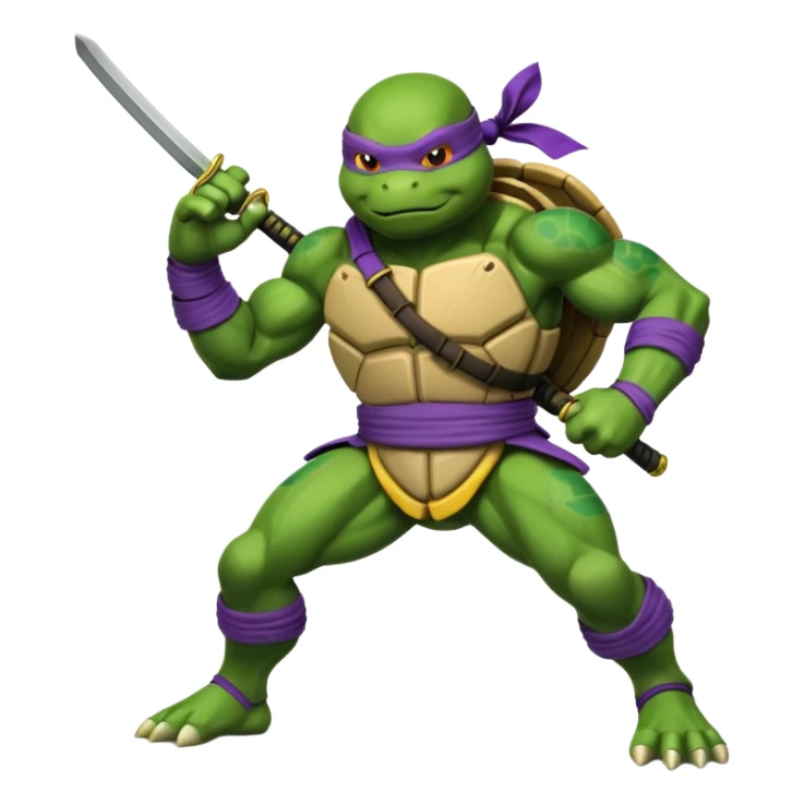 emote of a cartoon donatello ninja turtle in action pose with word RAID underneath sticker