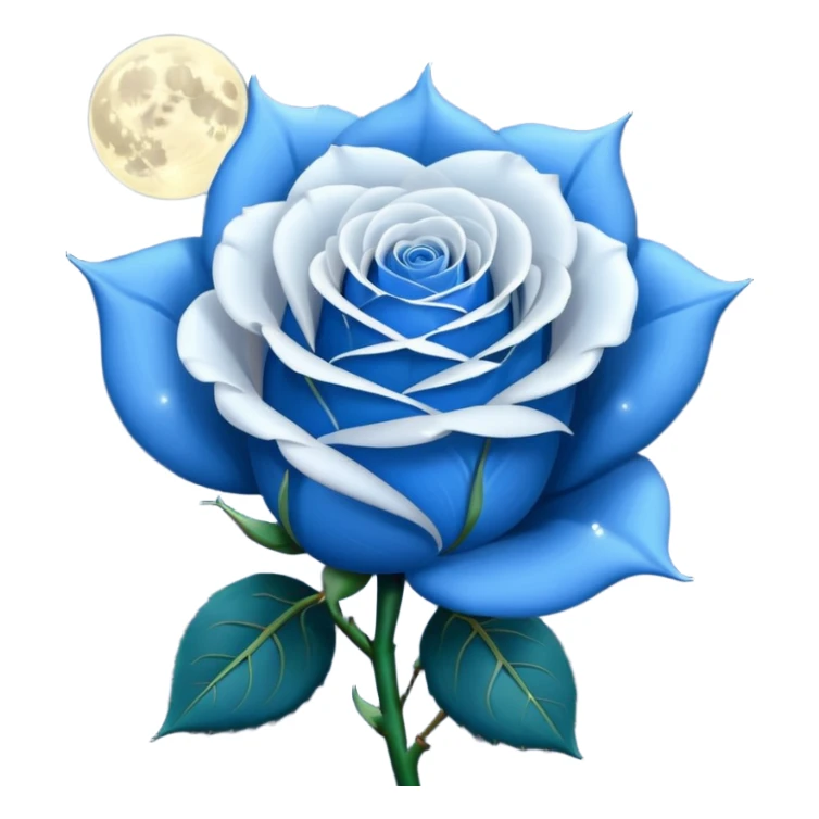 Blue rose wrapped in white moon shaped lights  sticker