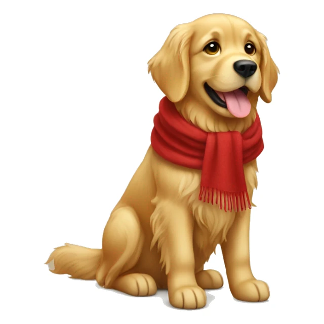 Golden retriever full body wearing a red scarf  sticker