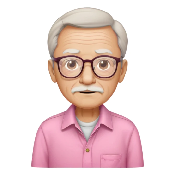 old guy wearing pink shirt and khakis with glasses sticker