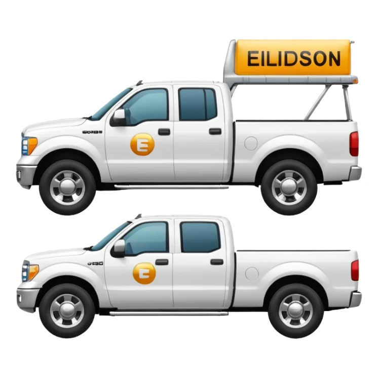 WHITE PICKUPTRUCK SIDE VIEW ELLISDON NAME ON TRUCK sticker