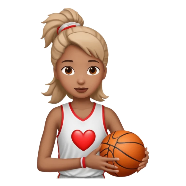 basketball girl player, February theme, play with heart sticker