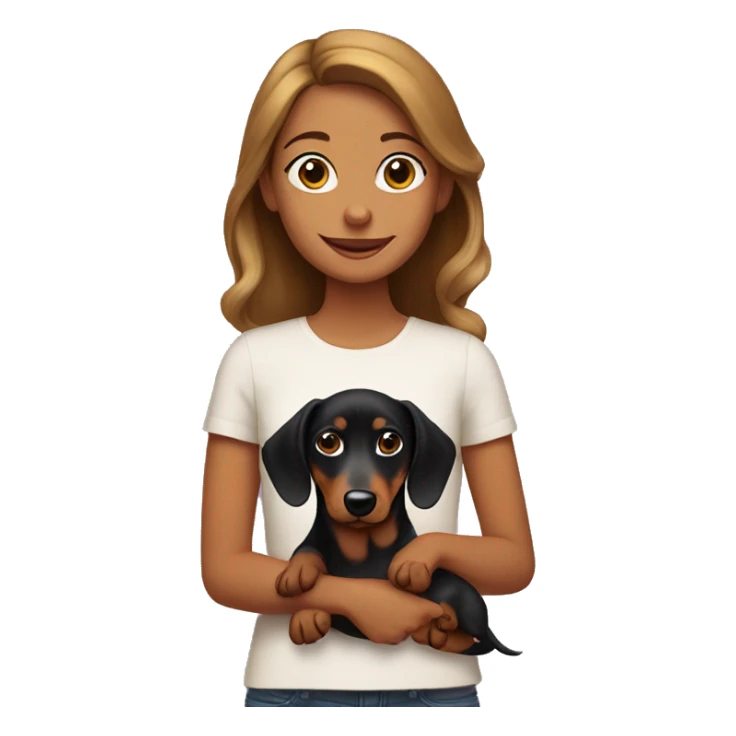 Girl with two black and tan weiner dogs sticker