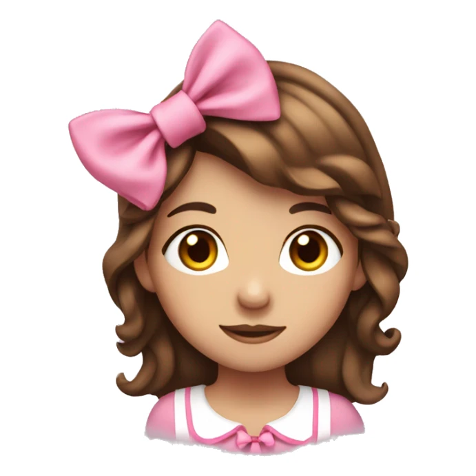 Girl with brown hair and pink bow sticker