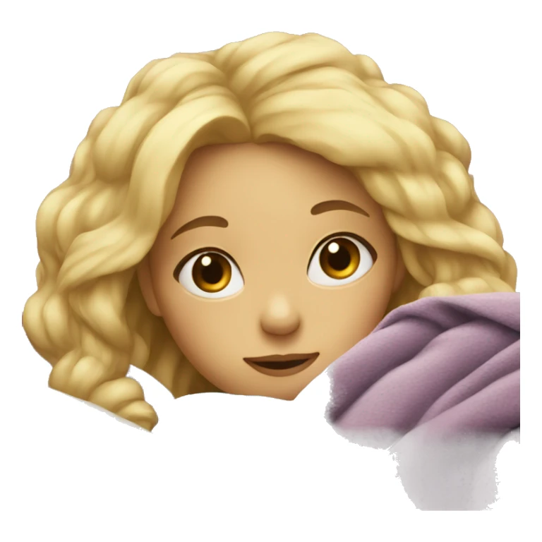 Blonde girl laying on the couch with a blanket around her sticker