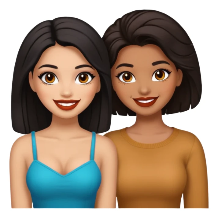 Boujy baddie best friends, trendy heavy makeup both dark hair one light skinned and one caramel skin  sticker