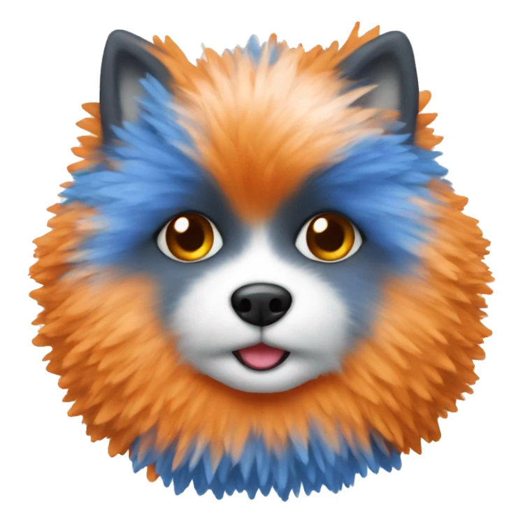 orange and blue and white pom pom sticker