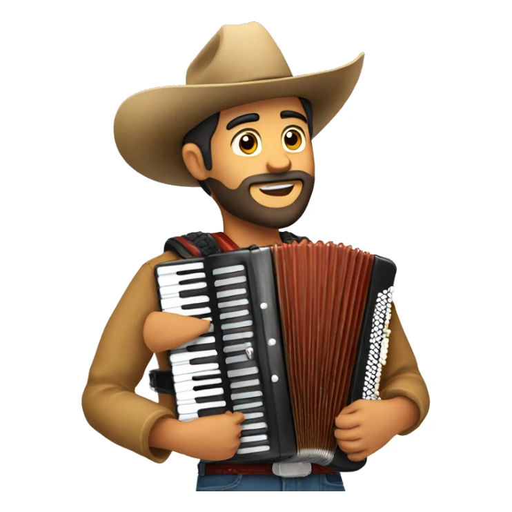 Handsome bearded young Mexican man wearing a cowboy hat and playing the accordion  sticker