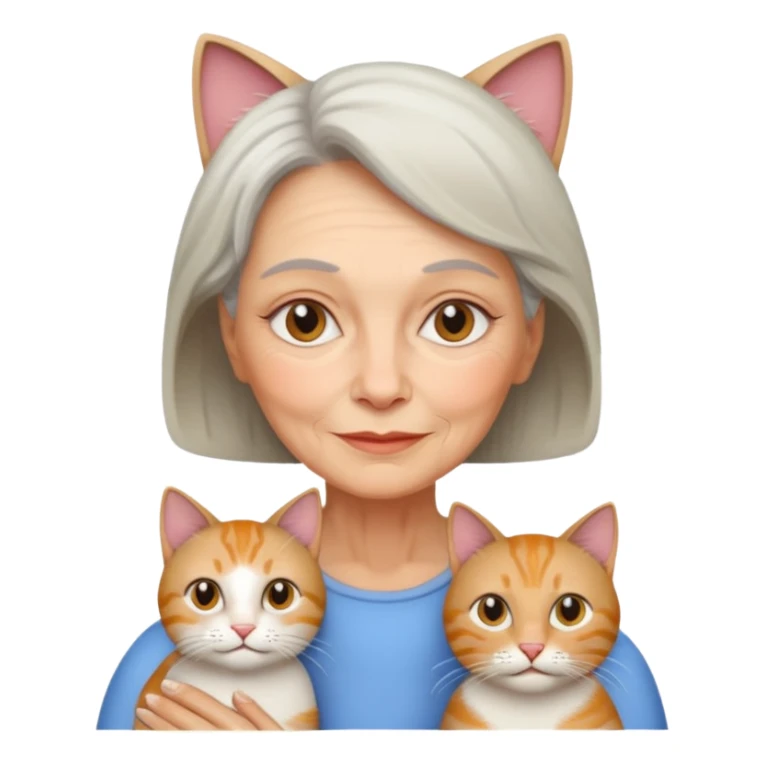 Een oma met een kat sticker