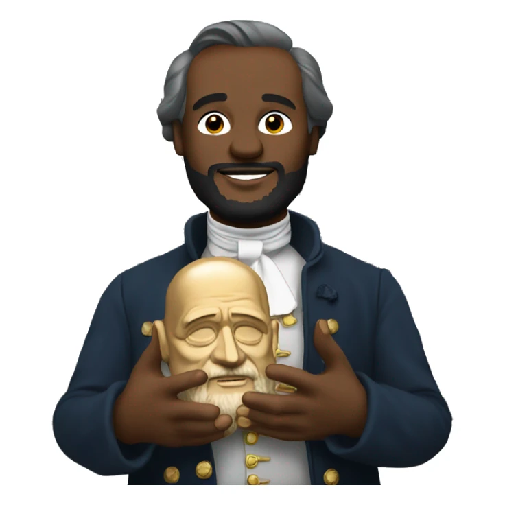 Victor Hugo holding Notre Dame Cathedral in his hands sticker