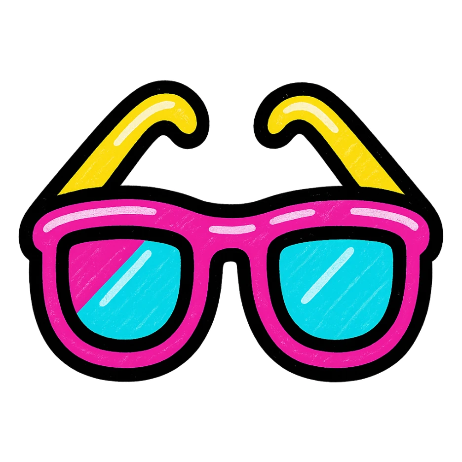 neon sunglasses, glowing, bold, modern style, vibrant neon colors sticker