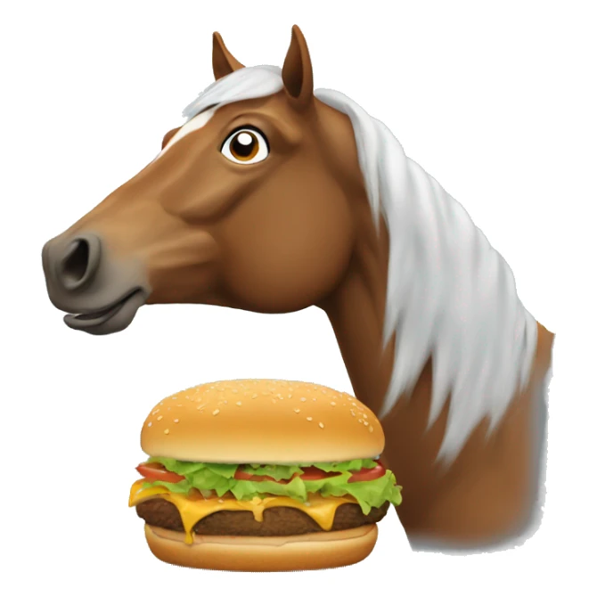Horse eating a burger sticker