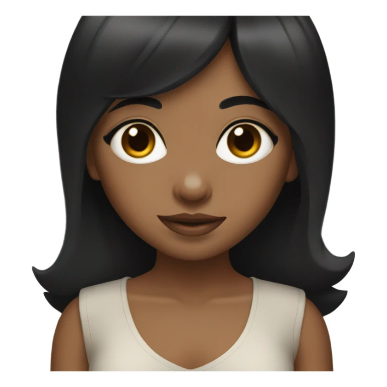 brown girl with short bangs and black hair, young sticker