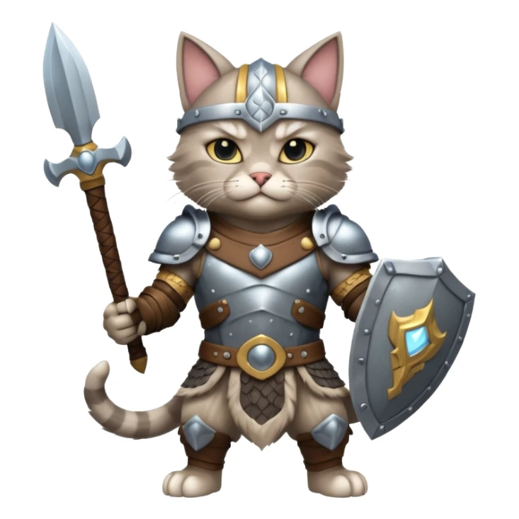 valorous Viking cat in Valhalla, detailed armor, heroic pose, glowing sky sticker