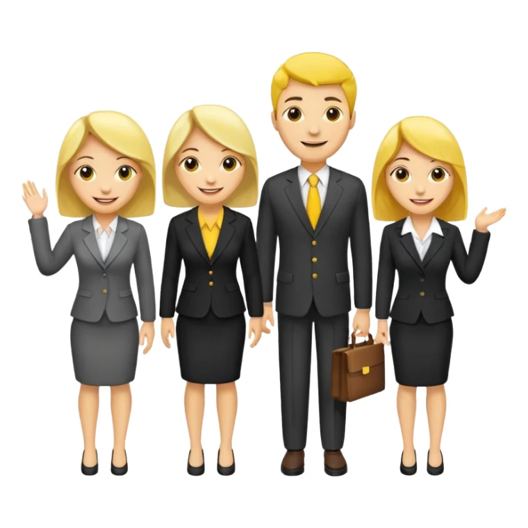 4 people, two man and two women,yellow skin office style sticker