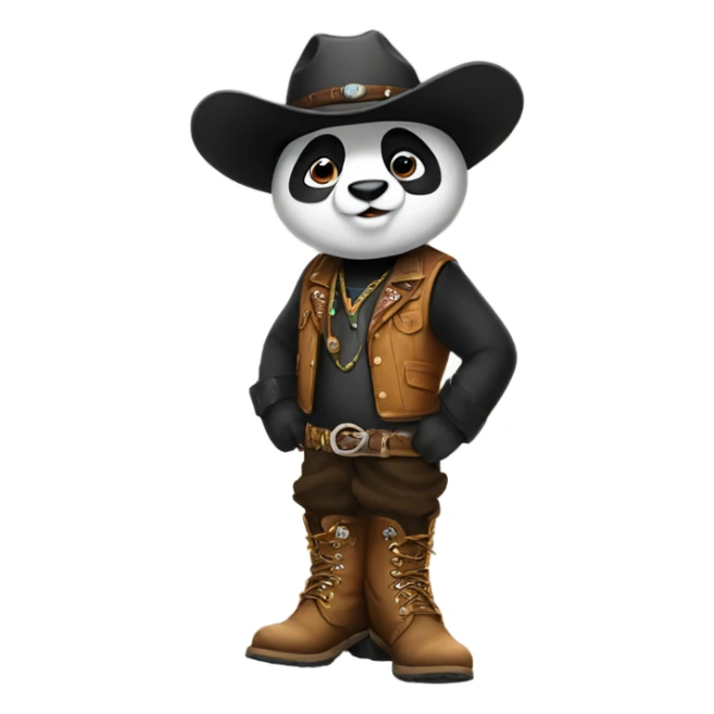 Panda wearing western boots sticker