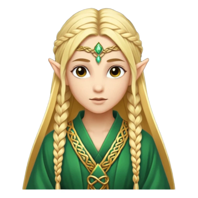 mystic elf, long golden braid, glowing runes on robe sticker